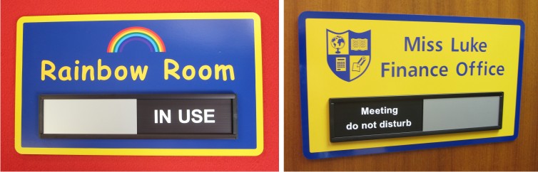 Sliding door signs for schools